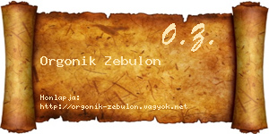 Orgonik Zebulon névjegykártya